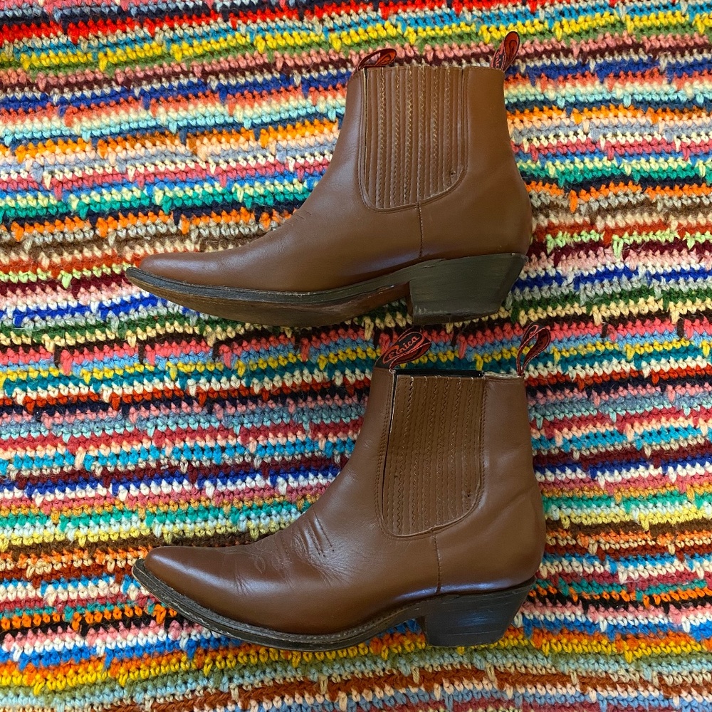 Vintage Finica leather western ankle boots